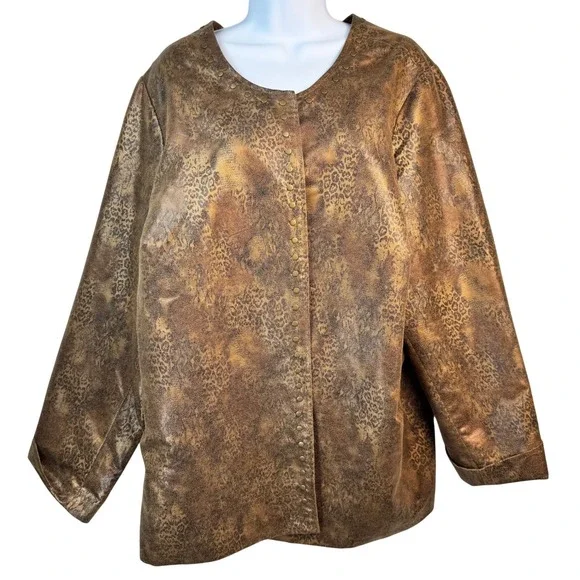 Isabel‎ Hayley Timeless Trends Blazer Jacket 2X Leopard Print Metallic Party - Picture 5 of 13